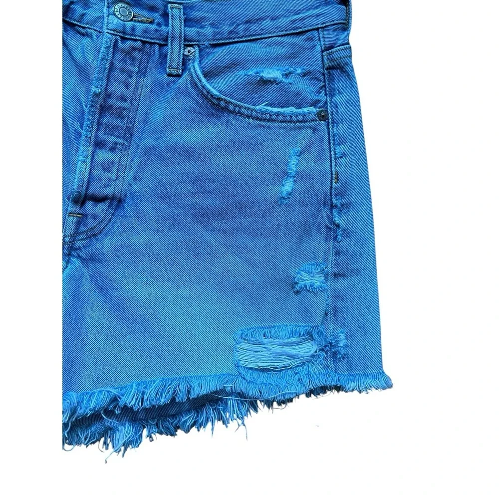 AGOLDE Womens Parker Long Distressed Light Wash Denim Jean Cut Off Shorts 26